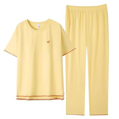 睡衣女夏季莫代尔短袖长裤家居服