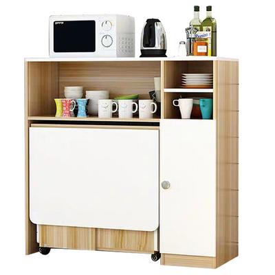 可移动边柜简约现代风伸缩餐桌