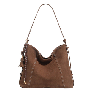 流浪摩卡鹿皮绒托特包包女2025新款大容量斜跨单肩包腋下包hobo包