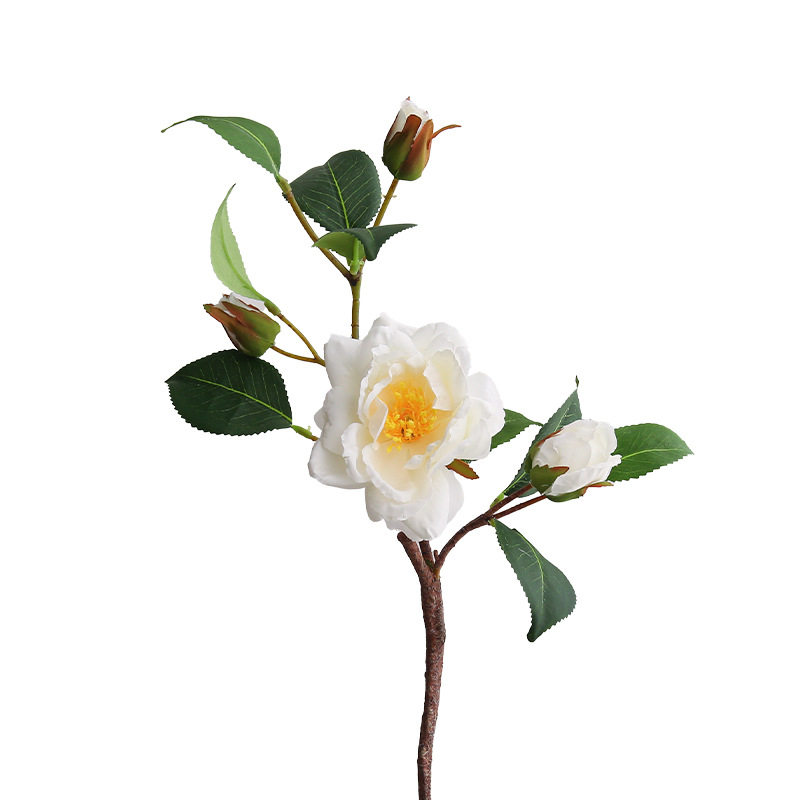 山茶花仿真花高档田园风塑料假花中式摆件绢花客厅民宿装饰仿生花