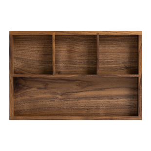 适意黑胡桃木中式收纳盒多功能收纳毛笔方格托盘书法桌面摆件木质家用高档木盘子茶托文房四宝用品文盘