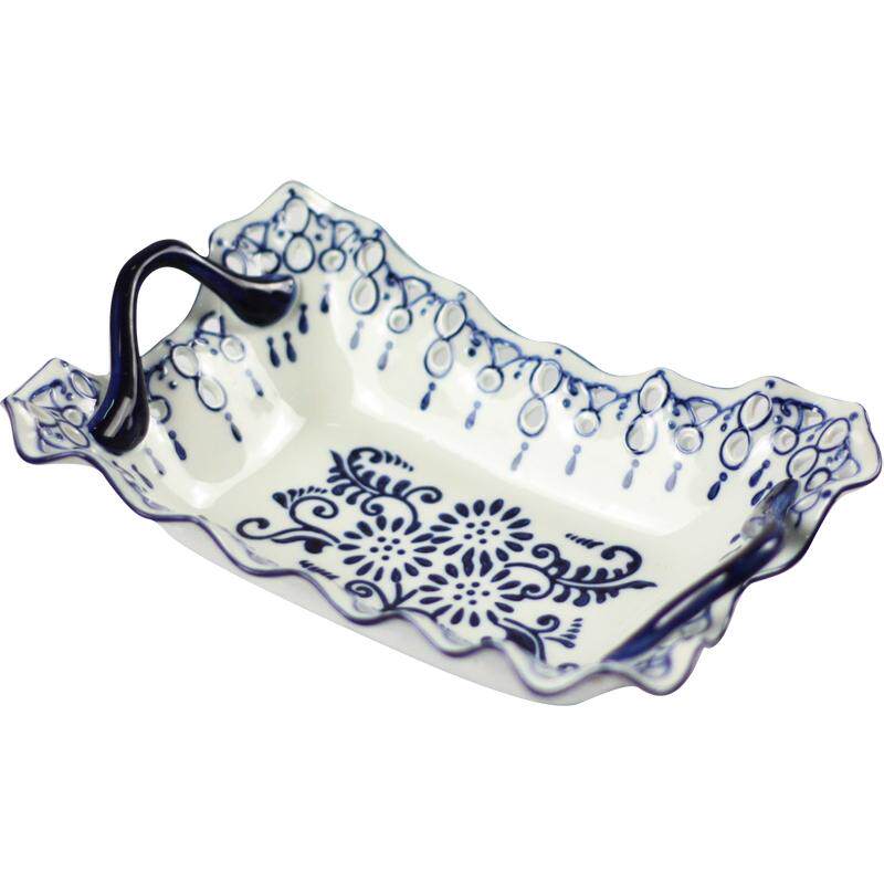 景德镇陶瓷器 青花瓷镂空手绘水果盘 时尚创意家居干果盘零食包邮