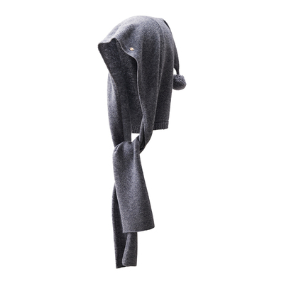 带毛球帽子围脖一体式女士针织帽