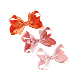 40色缎带蝴蝶结头饰10cm进口高亮丝带立体发饰儿童发夹边夹送发带