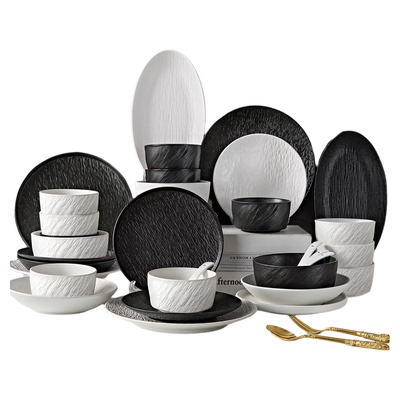 【小红书博主推荐】黑白碗碟套装