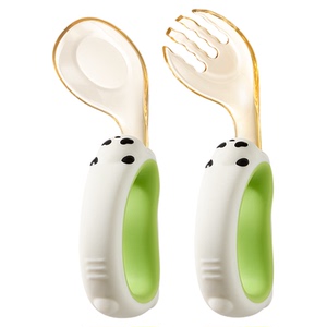 PPSU宝宝勺子婴儿学吃饭训练自主进食元宝勺儿童硅胶辅食叉勺餐具