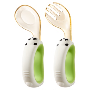 PPSU宝宝勺子婴儿学吃饭训练自主进食元宝勺儿童硅胶辅食叉勺餐具