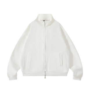 BBCN STORE美式复古纯色双拉链立领开衫卫衣春季百搭vintage外套