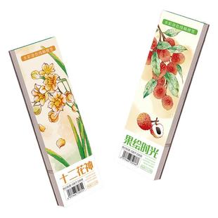 飞乐鸟十二花神果绘花卉水彩涂色便签儿童学生涂鸦水彩填色本书签