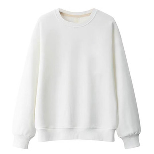 宽松显瘦圆领卫衣女2024年秋冬新品长袖套头粉色印花上衣加绒加厚