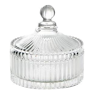 水晶玻璃厚实糖罐首饰收纳盒化妆棉签干糖家用带盖香薰蜡烛消磁罐