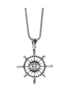 欧美小众船舵恶魔之眼重工项链男女街头冷淡风十字链潮酷拍照道具