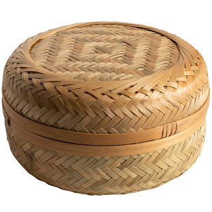 竹编带盖茶收纳盒篓烟熏七子饼茶叶罐普洱茶包装礼品盒存茶框醒