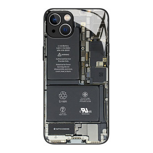 ins机械电路板适用苹果16手机壳13玻璃iPhone15promax电路图17/14主板12mini/11创意x新款xs坏xr高级感8plus7