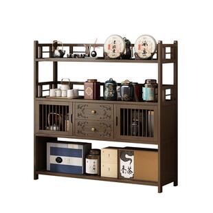 办公室茶水柜博古架置物架家用茶叶柜茶台桌边茶叶茶具收纳储物柜