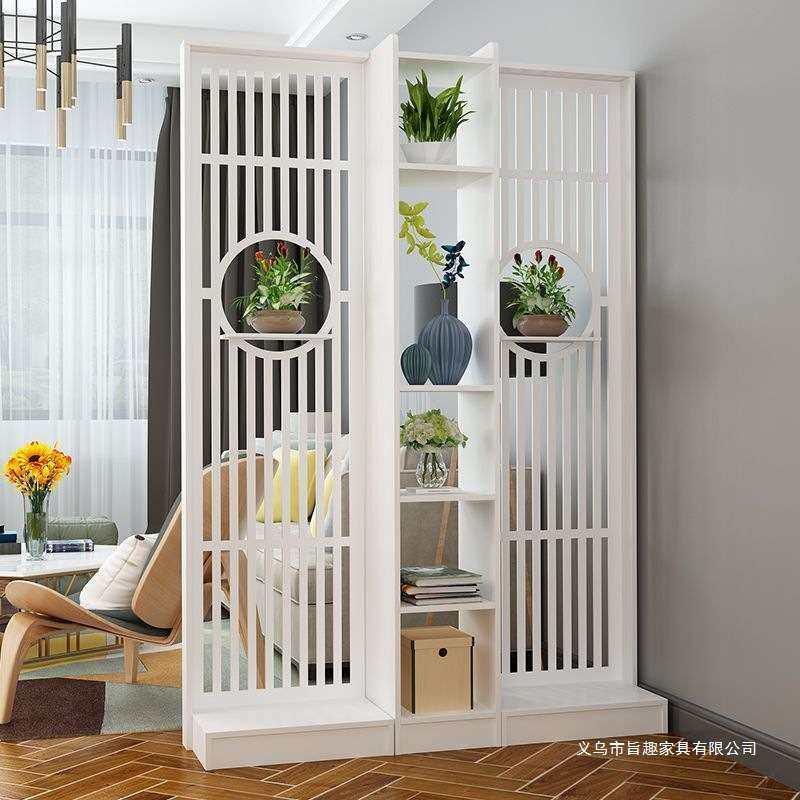 新中式屏风隔断置物架门进门玄关客厅红装饰现代网简约办公室墙柜