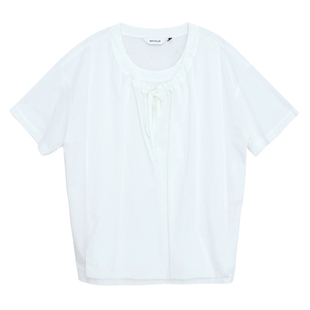 【商场同款】MOVEUP幻走2025夏季新款纯棉抽褶口袋活边短款套头衫