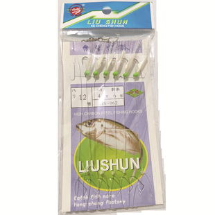 六顺鱼皮夜光仿生虾皮串钩6钩路亚翘嘴青稍羊毛钩虾皮串钩虾皮钩