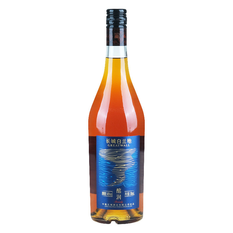 长城酩润蓝标白兰地40度洋酒Brandy中粮蓬莱国产葡萄蒸馏酒700mL