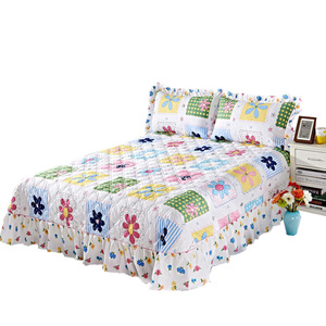 韩国全棉单件床盖垫四季三件套纯棉绗缝被四件套床品配饰夹棉床单