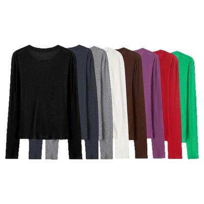 GOLDEN BARRY金和百瑞202454早秋女装纯色系天丝羊毛修身打底衫