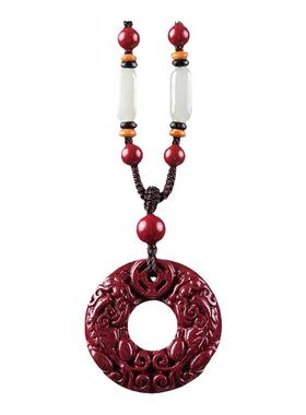 朱砂原石旺财貔貅平安扣吊坠