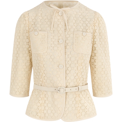 BORAAKSU2026春季新品舒适甜美百搭圆领米杏色短款外套B1GBW10040