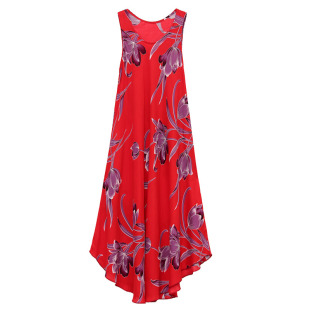 2025新款中老年棉绸连衣裙女夏季气质中年妈妈夏装过膝人造棉裙子