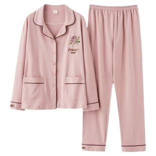 北极绒睡衣女春秋季长袖纯棉中年妈妈秋冬薄款大码家居服套装夏天