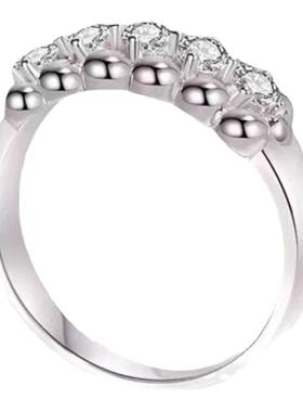 进口D色莫桑石双排珠子戒指