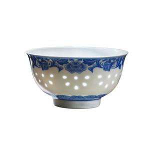 古镇陶瓷 景德镇青花玲珑饭碗 家用单个个性饭碗瓷碗创意餐具