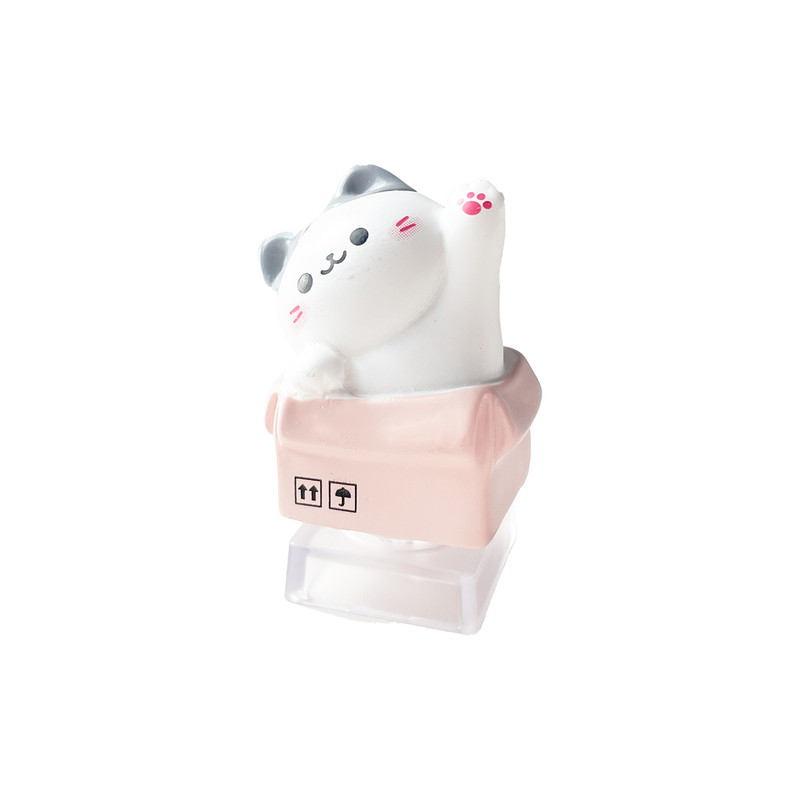 可爱纸箱小猫咪树脂透光R4个性3D立体透光机械键盘十字轴ESC键帽