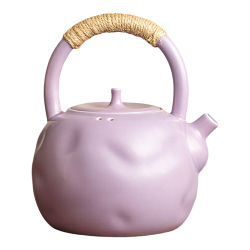 雾紫闲云煮茶提梁壶家用陶瓷茶壶手工编织把手煮茶壶大号功夫茶具