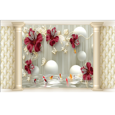 5d电视背景墙壁纸客厅壁画8D自粘