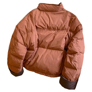 小C家 立领撞色加厚白鸭绒外套女2025冬季款时尚小个子宽松羽绒服