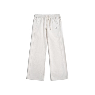 BTW亲肤软糯休闲直筒裤子男春秋2025新款潮流线条分割百搭卫裤女