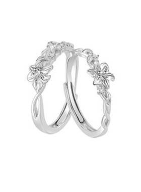 茉莉百合纯银闺蜜对戒一人一半