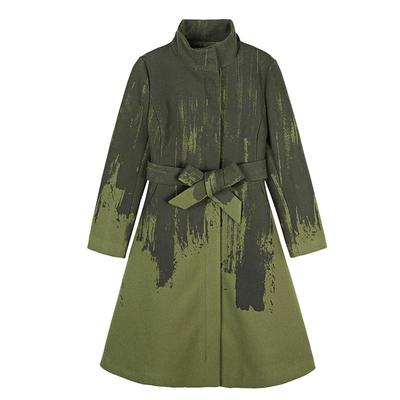 sdeer晕染收腰中长款毛呢大衣