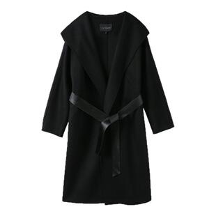 糖皮出品 海德公园 连帽浴袍式纯羊毛水波纹 冬季双面大衣