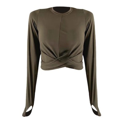 秋冬裸感瑜伽长袖健身训练罩衫