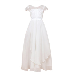 儿童白色钢琴演出服女童高端生日花童裙音乐会小主持人独唱服春夏