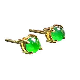 翡翠A货国标银镶嵌小四爪经典耳钉蛋面卡3的50元卡4的65元保A保真