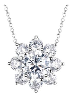 925银女太阳花项链锁骨链高碳钻