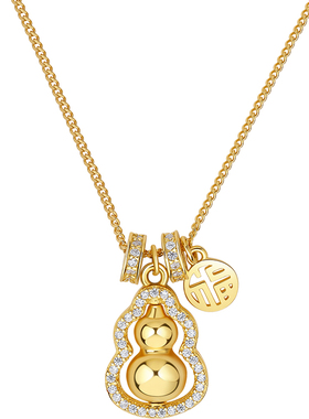 周六福福牌葫芦项链女国风福禄链坠S925银设计感本命年礼物送女友