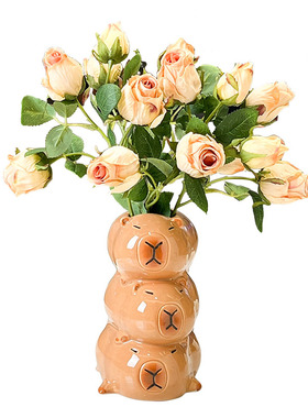 高级感陶瓷花瓶卡皮巴拉摆件