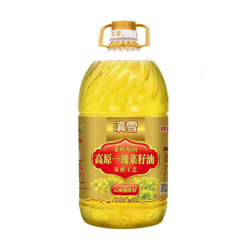 滇雪高原一级菜籽油5L 非转基因压榨食用油家用大桶装5升