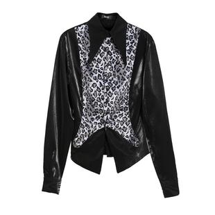 MORBID 歌舞伎町host铆钉动物纹拼接闪光缎面衬衫
