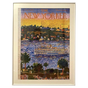 纽约客拼图框白色铝合金拼图相框定制48.9*67.6卡纸留白画框裱框