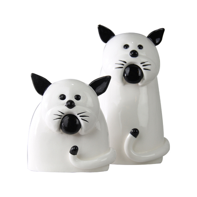 【八度空间】陶瓷小猫现代简约卡通儿童房家居软装饰品摆件