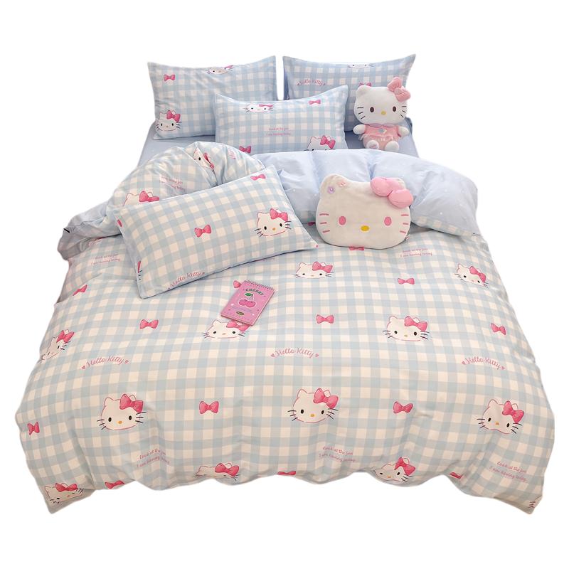 hellokitty纯棉全棉儿童被套单件被罩KT猫女孩床上用品三件套四件